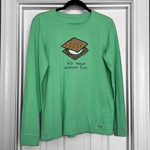 New! Life Is Good Women’s It’s about Graham Time LS Crusher Tee